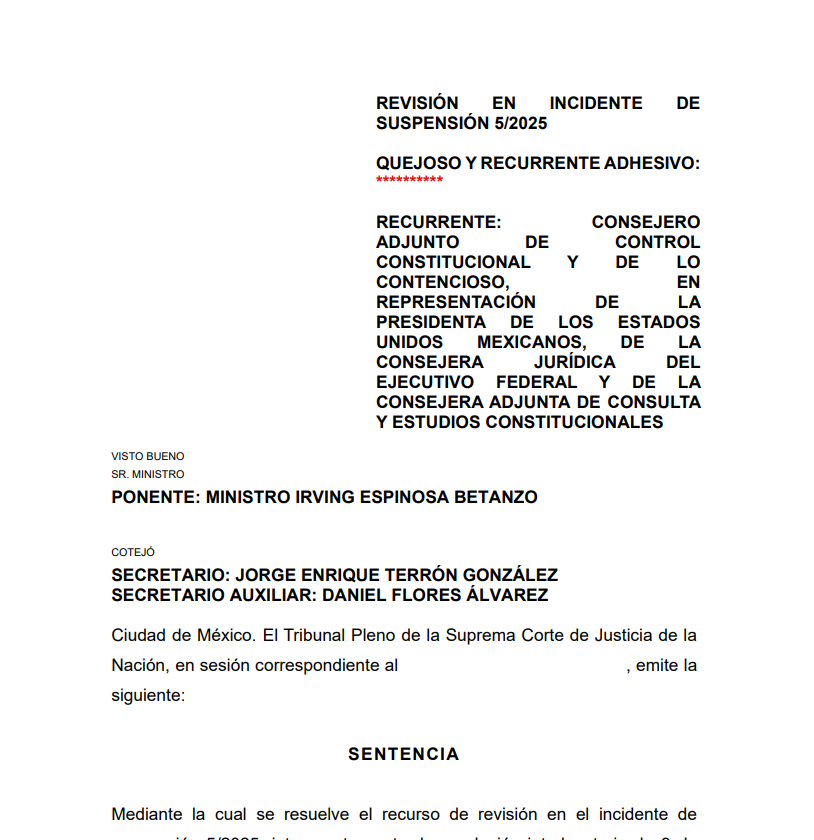 SCJN rechaza suspensión a magistrada del TFJA tras veto del Ejecutivo